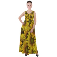 Surreal Sunflowers Empire Waist Velour Maxi Dress by retrotoomoderndesigns