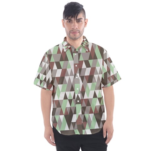 Coco Mint Triangles Men s Short Sleeve Shirt by WensdaiAmbrose
