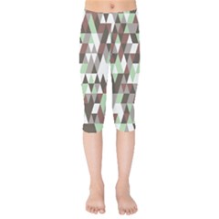 Coco Mint Triangles Kids  Capri Leggings  by WensdaiAmbrose