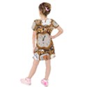 Time Clock Watches Kids  Short Sleeve Velvet Dress View2