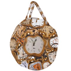 Time Clock Watches Giant Round Zipper Tote