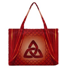 The Celtic Knot In Red Colors Zipper Medium Tote Bag by FantasyWorld7