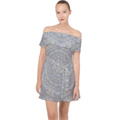 Lace Flower Planet And Decorative Star Off Shoulder Chiffon Dress