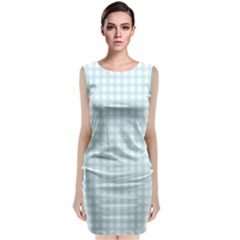 Blue Gingham Sleeveless Velvet Midi Dress by retrotoomoderndesigns