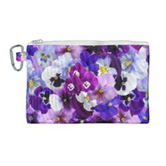Pretty Purple Pansies Canvas Cosmetic Bag (large)