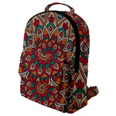 Mandala - Red & Teal Flap Pocket Backpack (small) by WensdaiAmbrose
