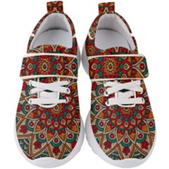 Mandala - Red & Teal Kids  Velcro Strap Shoes