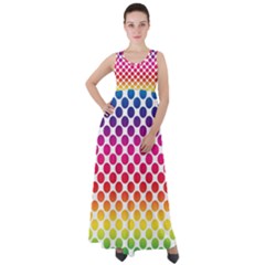 Rainbow Polka Dots Empire Waist Velour Maxi Dress by retrotoomoderndesigns