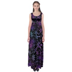 Retro Lilac Pattern Empire Waist Maxi Dress