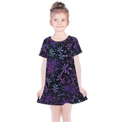 Retro Lilac Pattern Kids  Simple Cotton Dress