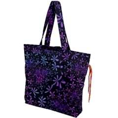 Retro Lilac Pattern Drawstring Tote Bag