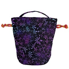 Retro Lilac Pattern Drawstring Bucket Bag