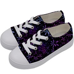 Retro Lilac Pattern Kids  Low Top Canvas Sneakers