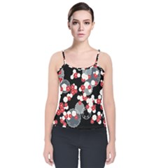 Plumflower Velvet Spaghetti Strap Top