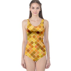 Square Pattern Diagonal One Piece Swimsuit by Mariart