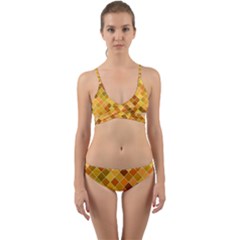 Square Pattern Diagonal Wrap Around Bikini Set by Mariart