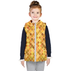Square Pattern Diagonal Kids  Hooded Puffer Vest by Mariart