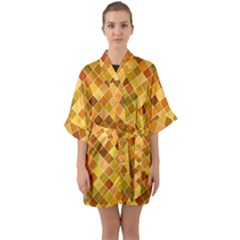 Square Pattern Diagonal Quarter Sleeve Kimono Robe by Mariart
