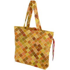 Square Pattern Diagonal Drawstring Tote Bag