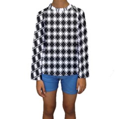 Square Diagonal Pattern Kids  Long Sleeve Swimwear