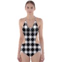 Square Diagonal Pattern Cut-Out One Piece Swimsuit View1