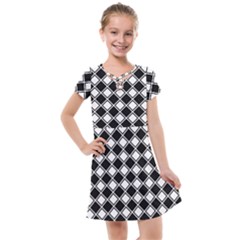 Square Diagonal Pattern Kids  Cross Web Dress