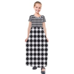 Square Diagonal Pattern Kids  Short Sleeve Maxi Dress by Mariart