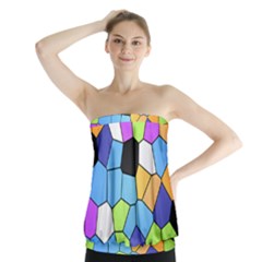 Stained Glass Colourful Pattern Strapless Top