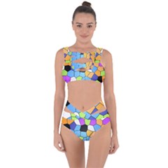 Stained Glass Colourful Pattern Bandaged Up Bikini Set 