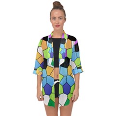 Stained Glass Colourful Pattern Open Front Chiffon Kimono