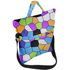 Stained Glass Colourful Pattern Fold Over Handle Tote Bag