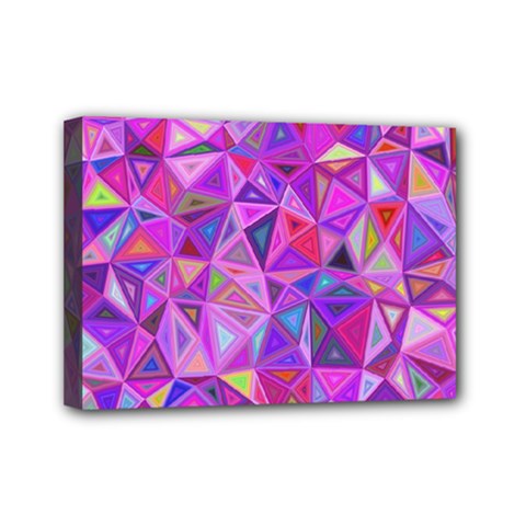 Pink Triangle Background Abstract Mini Canvas 7  X 5  (stretched)