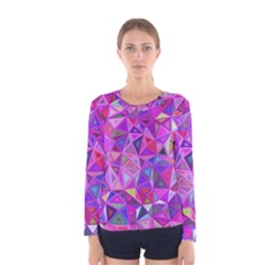 Pink Triangle Background Abstract Women s Long Sleeve Tee
