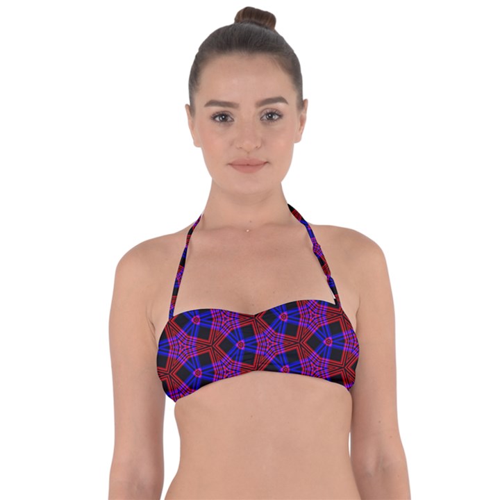 Pattern Line Halter Bandeau Bikini Top