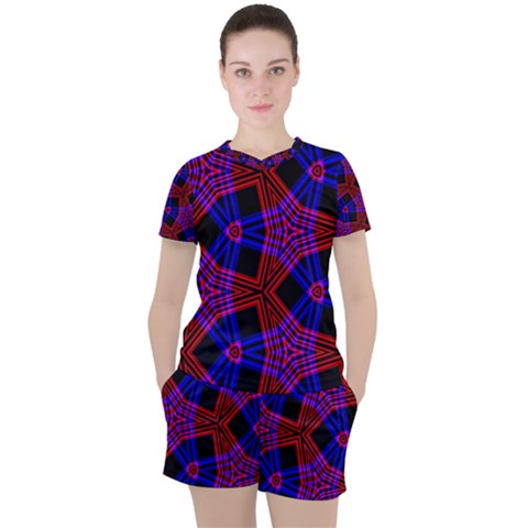 Pattern Line Women s Tee And Shorts Set by Mariart