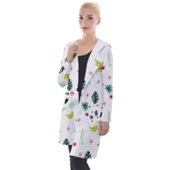 Tropical Vector Elements Peacock Hooded Pocket Cardigan