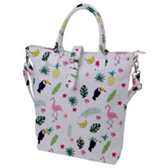 Tropical Vector Elements Peacock Buckle Top Tote Bag