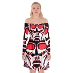 Visual Arts Skull Off Shoulder Skater Dress by Alisyart