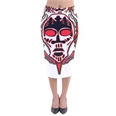 Visual Arts Skull Velvet Midi Pencil Skirt