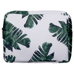 Watercolor Dark Green Banana Leaf Make Up Pouch (large)