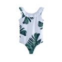 Watercolor Dark Green Banana Leaf Kids  Frill Swimsuit View1