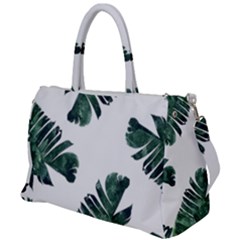 Watercolor Dark Green Banana Leaf Duffel Travel Bag