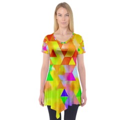 Watercolor Paint Blend Short Sleeve Tunic 