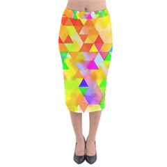 Watercolor Paint Blend Velvet Midi Pencil Skirt by Alisyart