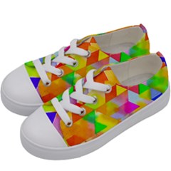 Watercolor Paint Blend Kids  Low Top Canvas Sneakers