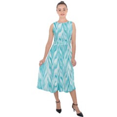 Zigzag Backdrop Pattern Midi Tie-back Chiffon Dress