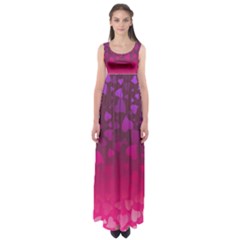 Purple Pink Hearts  Empire Waist Maxi Dress by LoolyElzayat