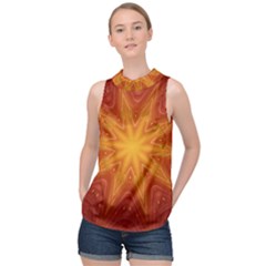 Fractal Wallpaper Colorful Abstract High Neck Satin Top