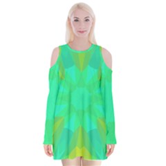 Kaleidoscope Background Velvet Long Sleeve Shoulder Cutout Dress