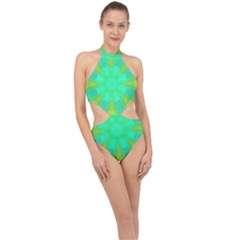 Kaleidoscope Background Halter Side Cut Swimsuit